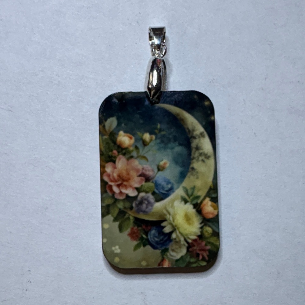 Moon and floral necklace